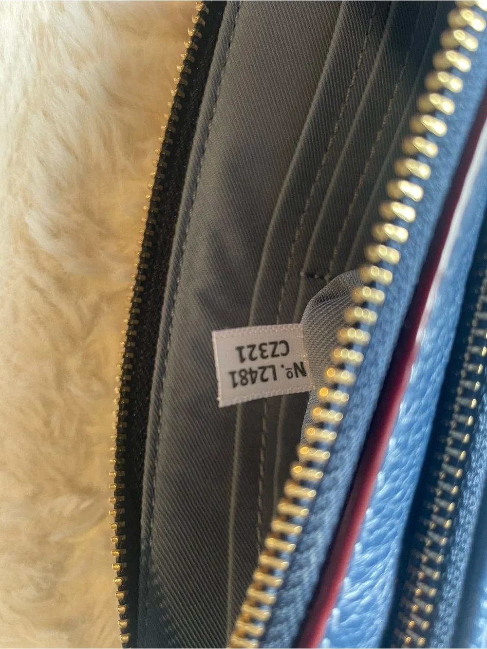 Coach Double Zip Denim Blue Signature Denim Wristlet